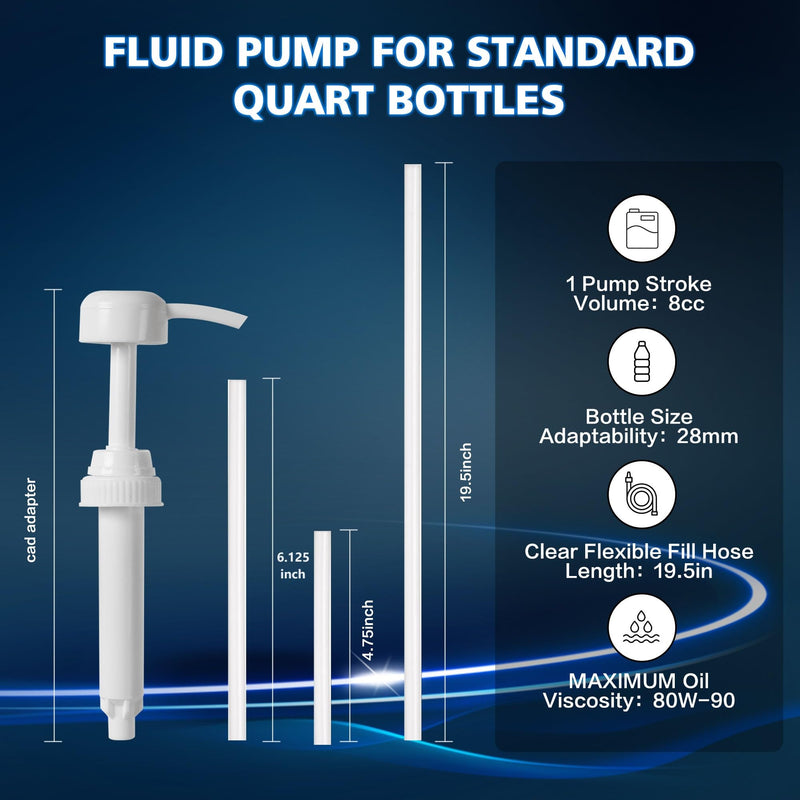 Fluid Pump for Standard Quart Bottles - 8cc Per Pump Stroke, Transmission Fluid Pump with 3rd Hand Adapter, Transfer Gear Oil, Differential & Transmission Fluid (1Pack-28mm) 1Pack-28mm