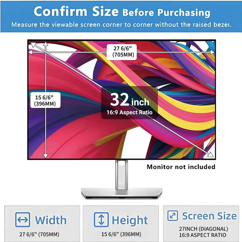 32 Inch Computer Monitor Privacy Screen Filter - Eye Protection Anti Glare Blue Light Filter