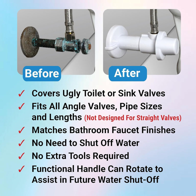 Bathroom Decor Escutcheon Plate | Plumbing Cover Plates for Pedestal Sink & Toilet Fill Valve Water Shut Off Valve. Works w/Toilet Water Supply Line. Toilet Covers (1, White) 1