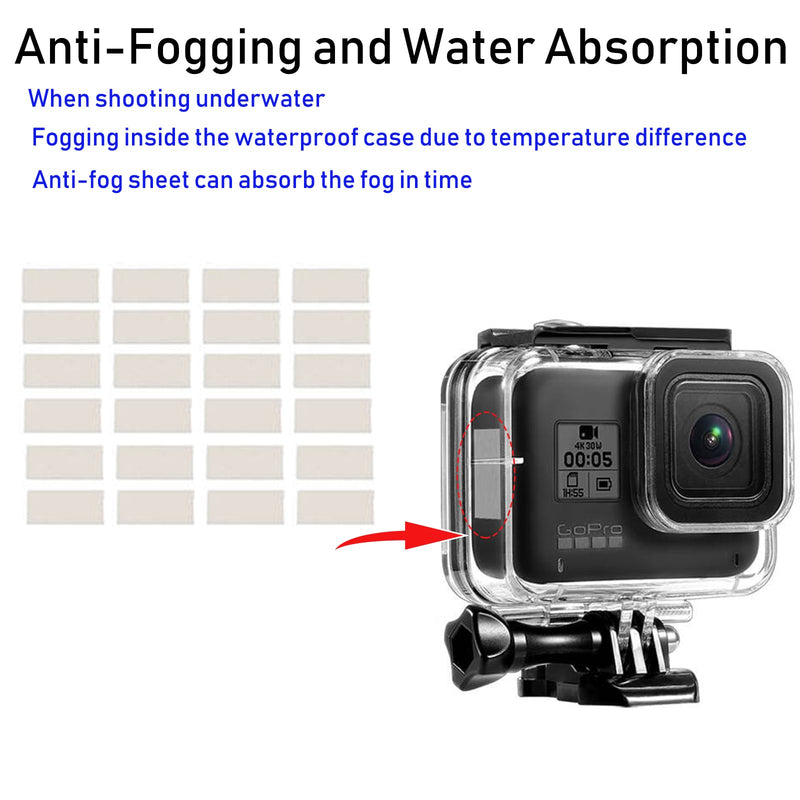 PCTC 24 PCS Anti-Fog Inserts for Underwater Dive Housings, Underwater Anti-Fog Case Insert compatible for Go Pro Hero DJI Action Waterproof Case - Reusable Moisture Absorbing Strips