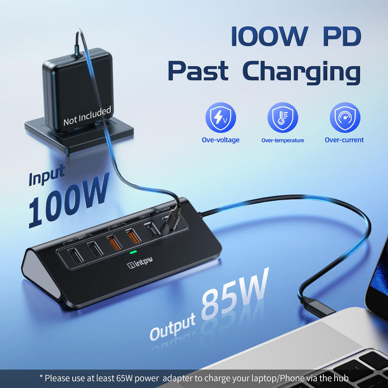 USB C Hub Ethernet, 10Gbps USB C Docking Station 10-in-1 with 4K@60Hz HDMI, Type-C & 2 USB A 3.2 Data, LAN, 2 USB A 2.0, PD 100W, SD/TF Ports, Powered USB Hub for Laptop, PC, iPhone 16/15, Mac Black