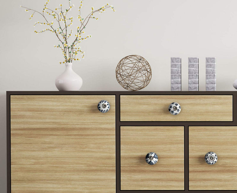 Set of 12 Handmade Ceramic Knobs | 3 Colour Design Ceramic Cabinet Knobs | Drawer Pulls for Home, Kitchen, Bathroom or Office | Drawer Knobs Comes with Wrench, Screw Cap & Extra Screws (Grey) Gray