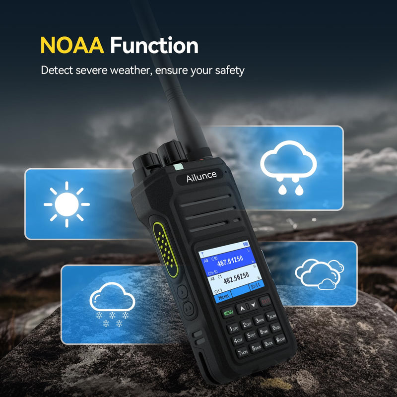 Retevis Ailunce HA1G GMRS Radio, GMRS Handheld Radio with Cable, IP67 Waterproof, NOAA, 2800mAh, Repeater Capable Two Way Radio with USB-C Charging Black
