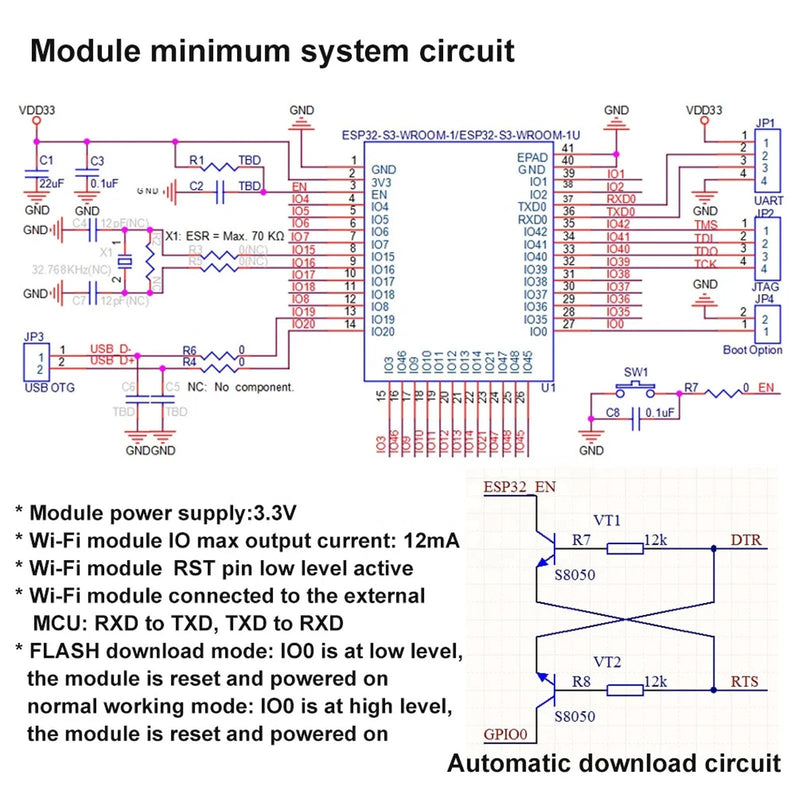 ESP32 Programming Module Test Board Burning Fixture System Development Board + ESP32-S3-WROOM-1 XH-S3E N16R8 Wi-Fi BLE Module
