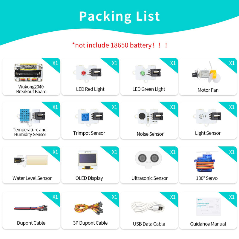 ELECFREAKS Wukong2040 Inventor Sensor Starter Kit for Raspberry Pi,MicroBlocks and Python Programming kit with Coding Electronics Modules and Wiki Tutorial(Without Raspberry Pi) Pico Inventor Sensor Starter Kit