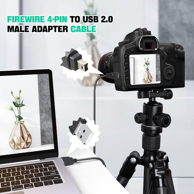 LBSC USB 2.0 Male to IEEE 1394 4Pin Male iLink Adapter Convertor Cable Cord Firewire to USB for DCR-TRV75E DV