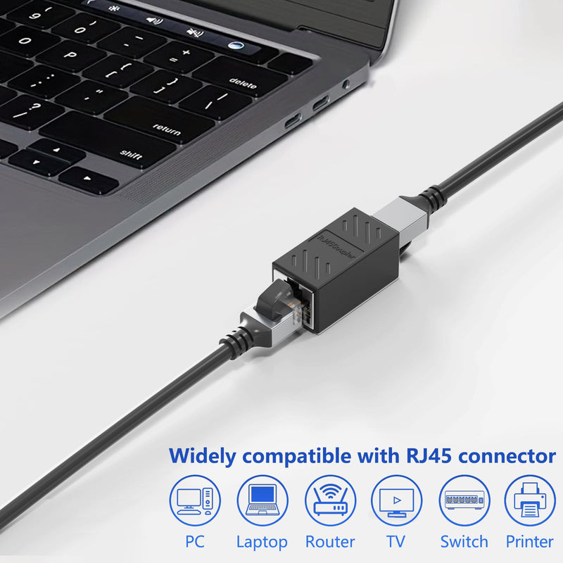 Jadaol [1000Mbps, High-Speed] RJ45 Coupler, Ethernet Extender Adapter for Cat7/Cat6/Cat5e, Female to Female LAN Connector for PC, Router, Modem, PS5, Xbox, Network Extension, 1 Pack, Black RJ45 1 pack