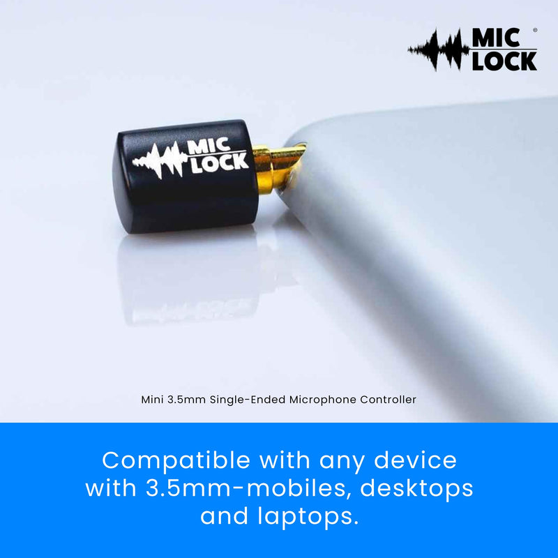 Mic-Lock Mini 3.5mm for Headphone Port - Microphone Audio and Data Security - Privacy Protector for Laptops, Smartphones, Tablets, and Computers (Black, Single Pack)