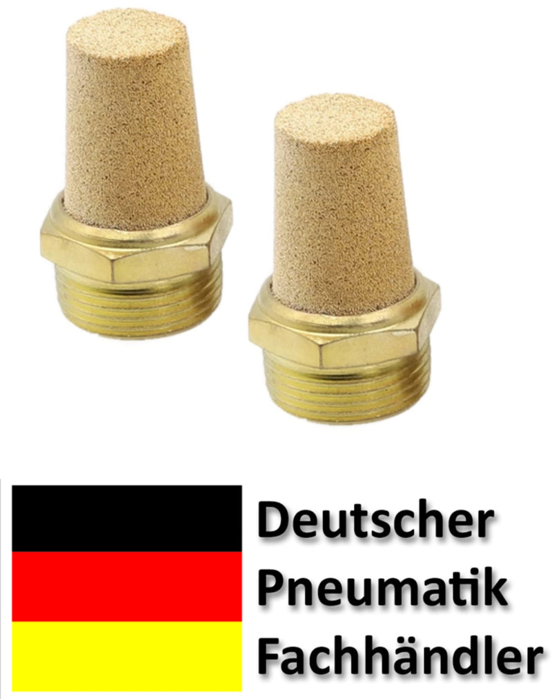 Pneumatic Silencer Made of Sintered Bronze 1/2 Inch Set of 2 Industrial Quality
