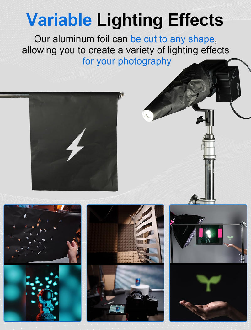 Selens Matte Cinefoil 12inch x 25feet Roll, Blcakfoil for Photograph Shaping Light & Masking Light Leaks