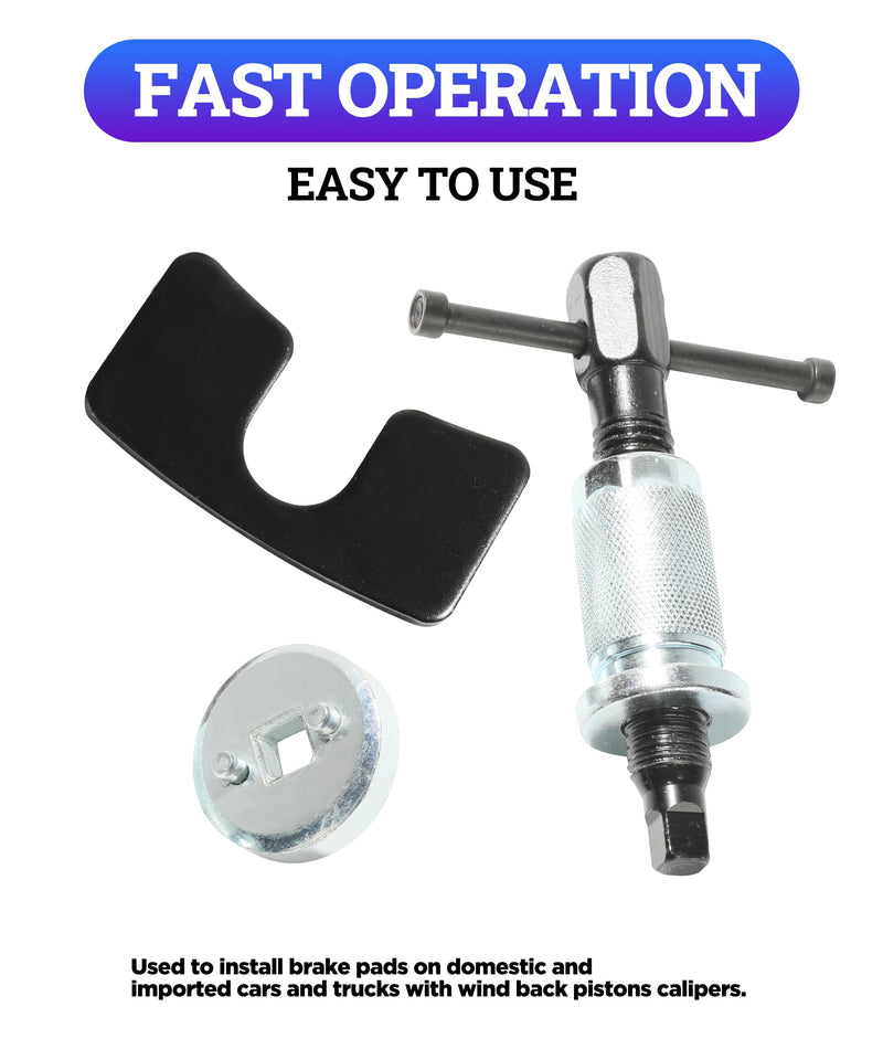 Zlirfy Brake Caliper Piston Rewind Tool,Car Accessories Car Rear Brake Pad Wind Back Tool for Disk Brake Pad,Right Handle Set Brake Caliper Wind Back Tool for Replacement of Rear Brake Pad