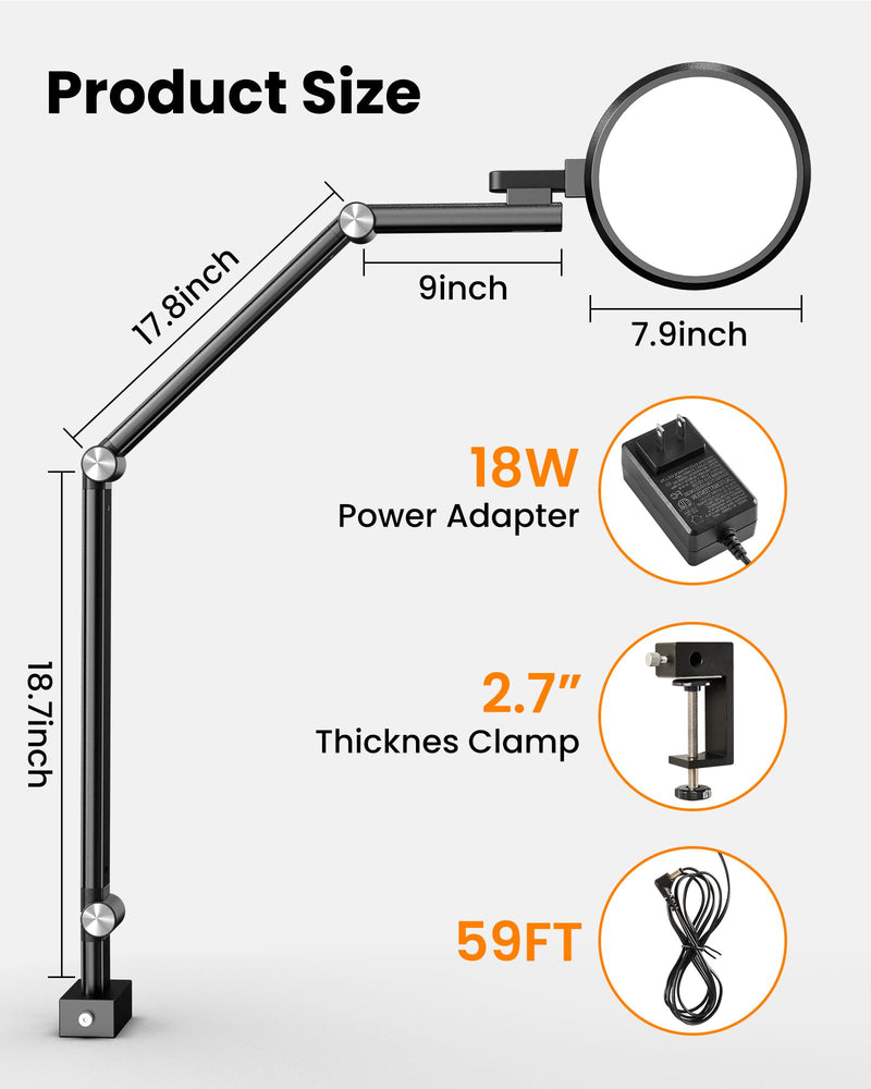 Video Conference Lighting for Computer, Adjustable 5 Color Temperature 5 Brightness, Dimmable LED Desk Ring Light for Video Calls, Zoom Lighting with Memory & Timer Func,CRI 97