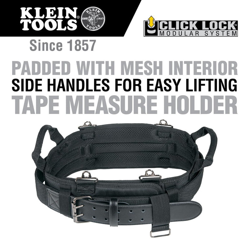 Klein Tools 55919 Electrician Tool Belt for use with Modular Pouches from Klein Tools Click Lock Modular System, Size L Large Tool Belt
