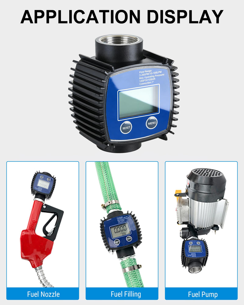 Water Flow Meter, 1 Inch Internal Thread, High Precision Water Flow Sensor, Digital Turbine Flowmeter, for Diesel, Petrol, Urea, Water, Oil, 5-120 Litres/Minute