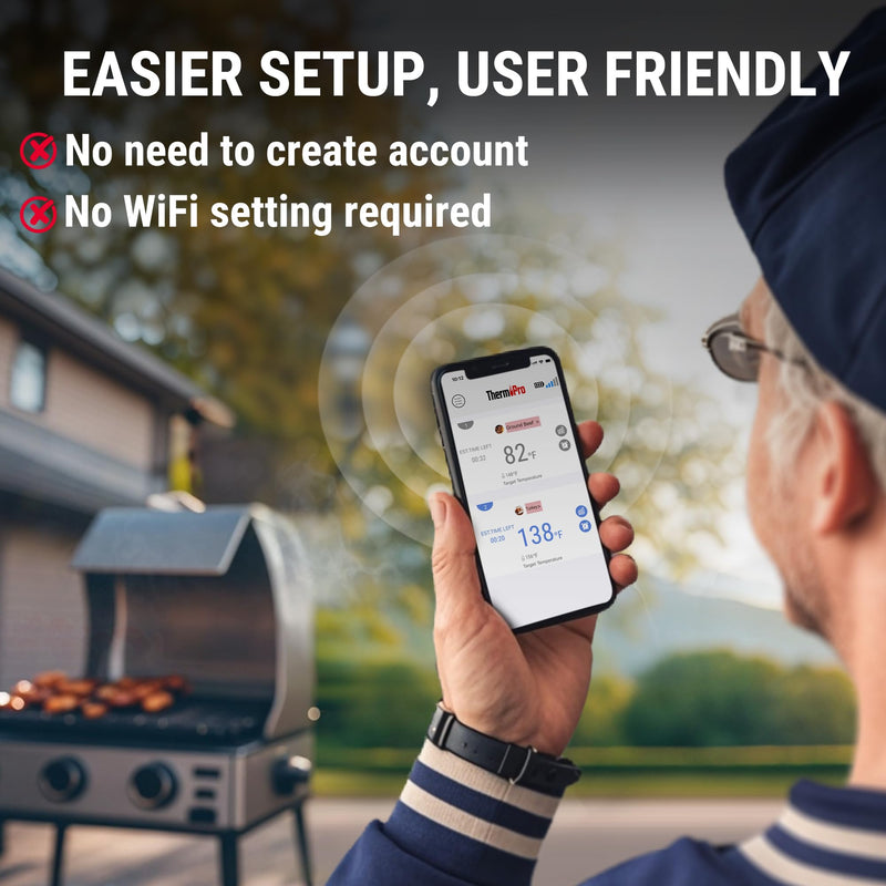 ThermoPro 450 ft Bluetooth Meat Thermometer with 2 Probes, Meat Thermometer Digital Wireless for BBQ Oven, Smoker Thermometer for Cooking Chicken Steaks Poultry 2 Probes-Waterproof