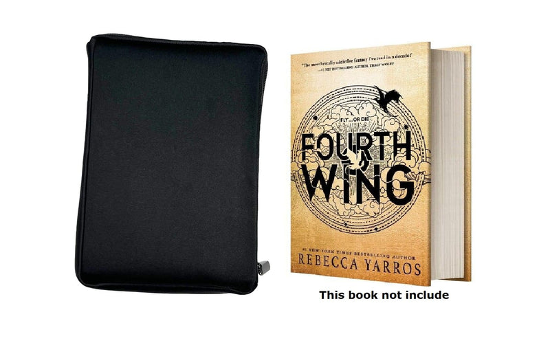 AF-WAN Neoprene Soft bag Book Sleeve bag holder with Zipper, Suitable for Fourth Wing Hardcover Book Protection at Home, Outdoor, and Travel (Black) Black