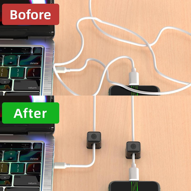 6 Pack Magnetic Cord Organizer White Self Adhesive Cord Holder Adjustable Clip for Desk, Nightstand, Phone Charger, Computer, Home, Office, Car 6pcs