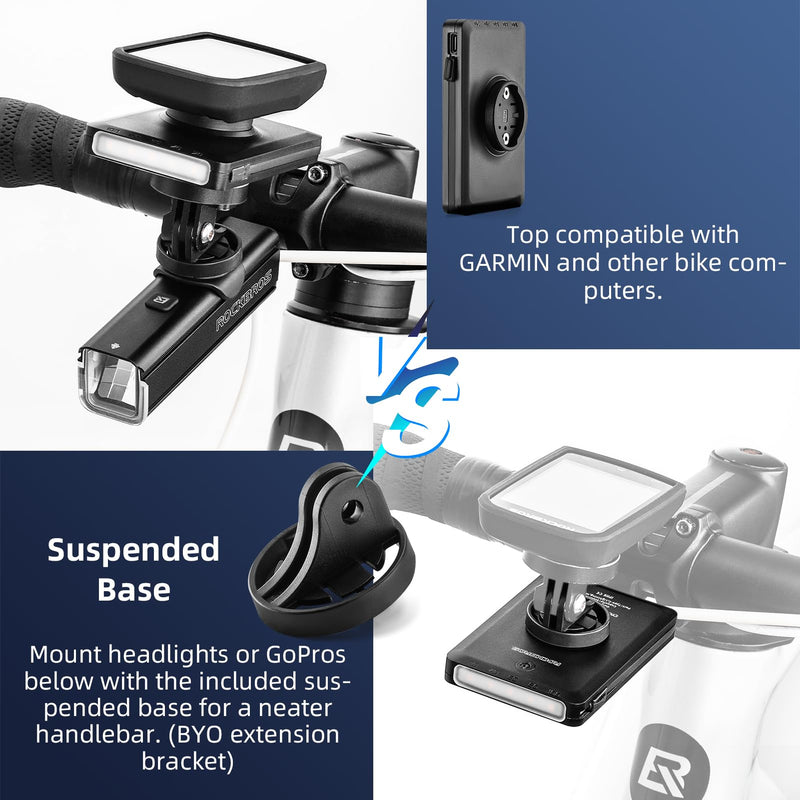 ROCKBROS Bike Mount Compatible with Garmin, GoPro Cycling Computer, Type-C Recharge Bike Light