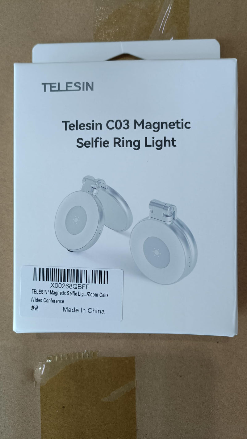 TELESIN C03 Magnetic Selfie Light, Phone Light Compatible with iPhone Magsafe, CRI97 360° LED Selfie Ring Fill Light with Mirror for Selfies/Photography/TikTok/Zoom Calls/Video Conference Silver