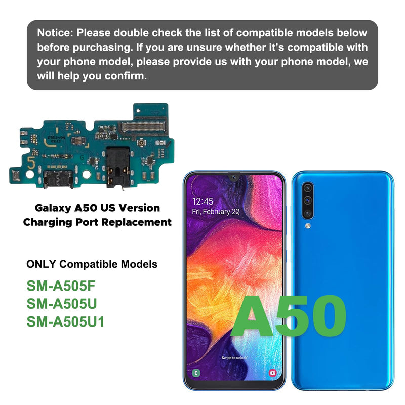 Charging Port Replacement Kit Compatible with Galaxy A50, Dock Board USB-C Connector Only for A50 SM-A235F SM-A235F/DS, with Toolkit