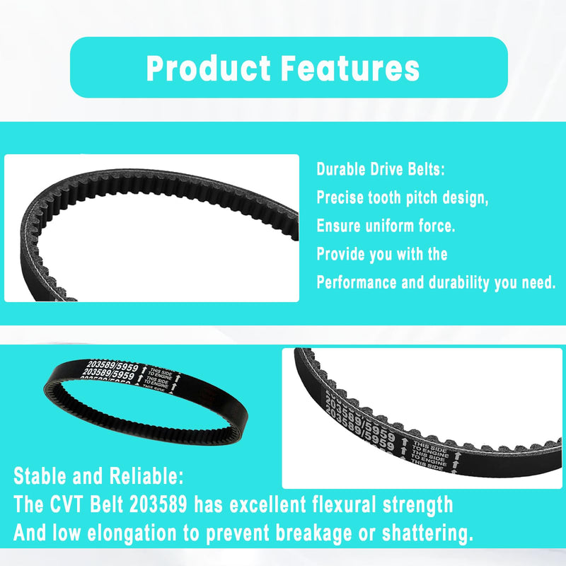 QYMOTO Go Kart Belt 203589/5959 for Coleman KT196 Drive Belt 30 Series Torque Converter Belt Fits Manco 5959, Comet 203589 Asymmetrical Belt 1