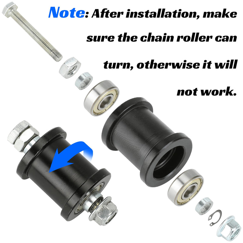 YOXUFA 8mm Mini Bike Chain Tensioner with 1-3/4" Roller for Coleman CT100U CC100X Baja Doodlebug DB30 Motovox Mbx10 Mbx11 Predator 79cc 97cc 98cc 100cc 2.5 3.0hp Powersport Mini Bike Parts 1 PCS