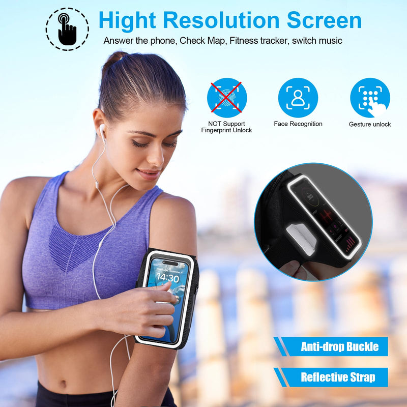 Running Phone Armband with Airpods Holder - 3D Design Cell Phone Armband for iPhone 15/14/13 Pro/Plus & Galaxy S20/S10, Water Resistant Sports Phone Holder with Key Slot - Ideal for 6.9" Phones