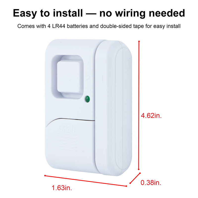 GE Personal Security Window and Door Alarm, 6 Pack, DIY Protection, Burglar Alert, Wireless Chime/Alarm, Easy Installation, Home Security, Ideal for Home, Garage, Apartment and More,White, 49721 White