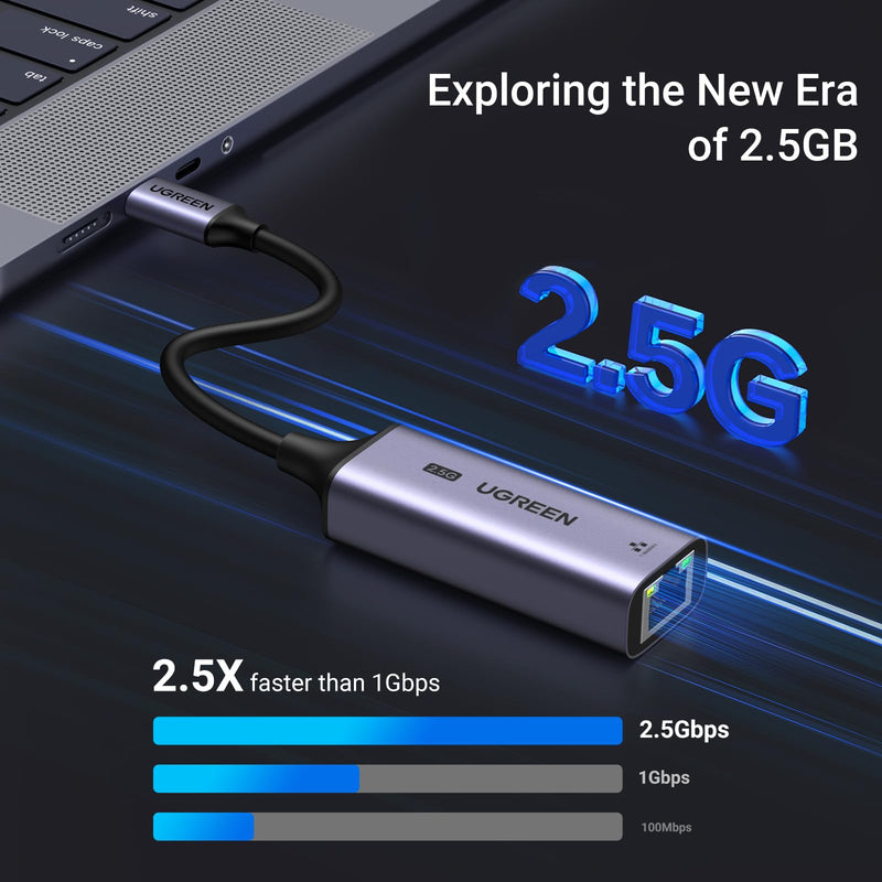 UGREEN USB C to Ethernet Adapter 2.5G for Laptop Aluminum Bundle With USB to Ethernet