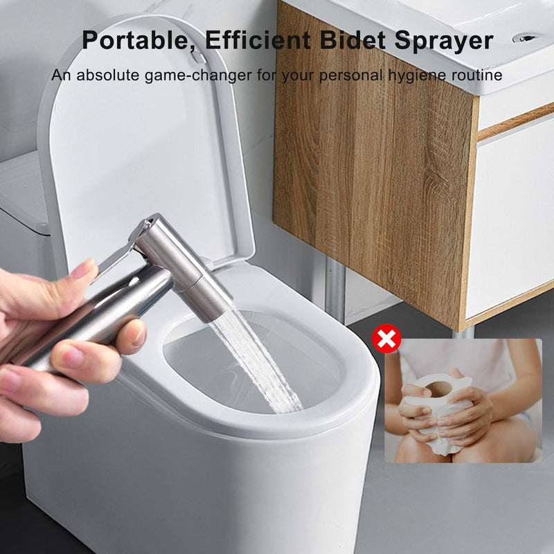 Handheld Bidet Sprayer for Toilet, Premium Stainless Steel Bathroom Bidet Attachment, Adjustable Water Pressure Control for Feminine Wash,Cloth Diaper for Baby Wash, Support Wall or Toilet Mount