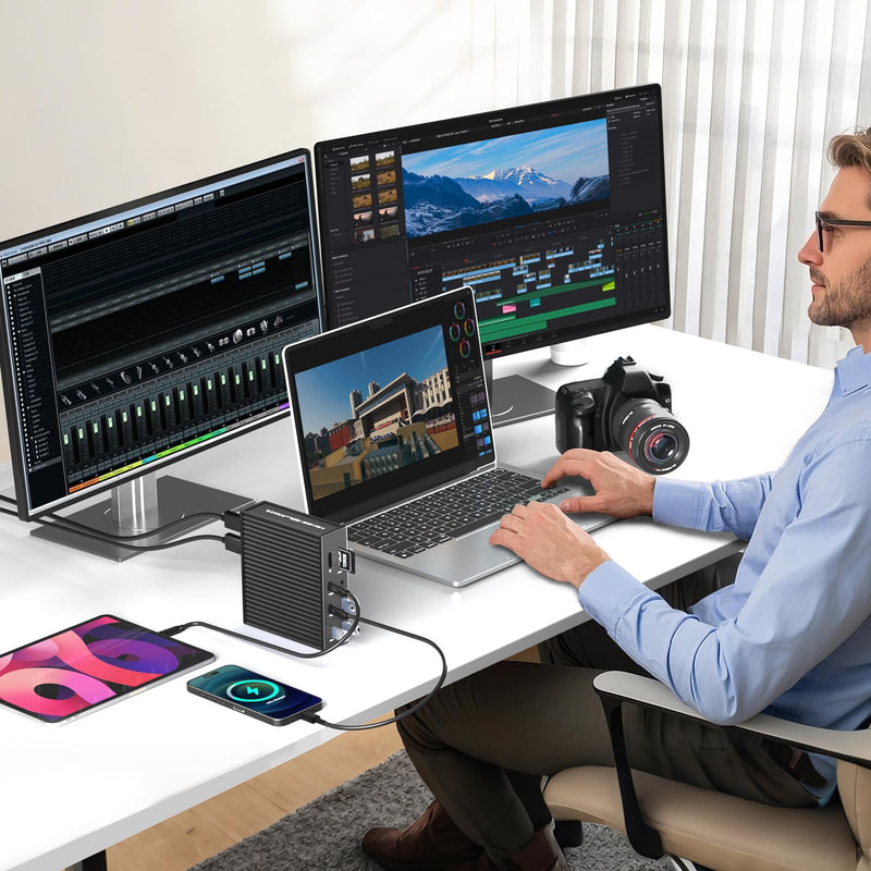 ACASIS USB C Docking Station Dual Monitor,16-in-1 Laptpop Docking Station with 2* HDMI,VGA,2.5G Ethernet,SD/TF,10Gbps USB-C 3.1,3.5mm Audio,PD100W,USBC Hub for MacBook/Dell/Lenovo/HP/ThinkPad (Black) Black