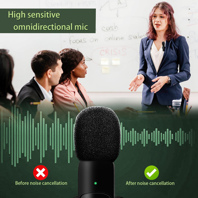 2-in-1 Wireless Lavalier Microphone for iPhone/Android/Camera/USB-C – Noise Cancelling Lapel Mic, 7-Hour Mini Clip-On Battery, for Vlogging, YouTube, TikTok, Live Streaming & Video Recording