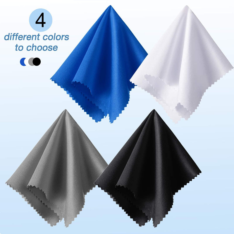 Frienda 12 Pack Large Microfiber Glass Cleaning Cloths 12 x 12 Inch Oversized Eyeglass Sunglasses Cleaning Cloths for Electronics Glasses Screens and Lenses(Black, White, Gray, Royal Blue) Black, White, Gray, Royal Blue