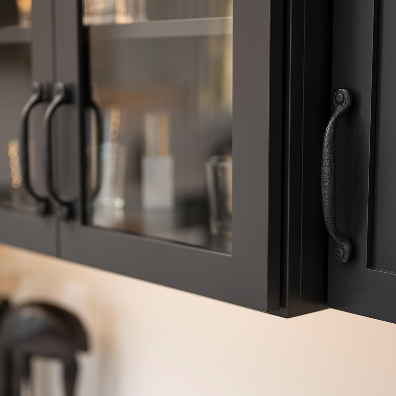 Hickory Hardware 1 Pack Solid Core Kitchen Cabinet Pulls, Luxury Cabinet Handles, Hardware for Doors & Dresser Drawers, 8-13/16 Inch (224mm) Hole Center, Black Iron, Refined Rustic Collection 8-13/16 Inch (224mm) Center to Center