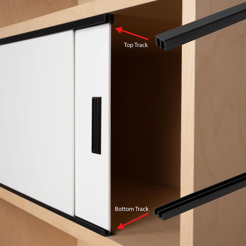 1/8" Panel Sliding Door Track - 48" Black Plastic Upper & Lower Set, USA Made, Pack of 1 - Outwater 4 Feet (48 Inches)