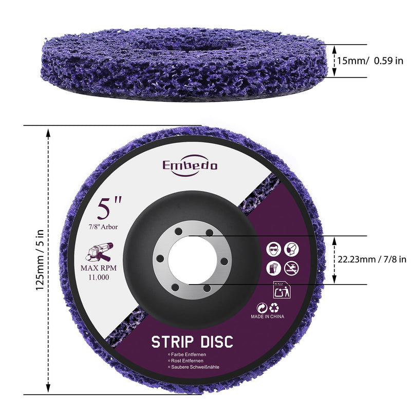 CSD Disc 125 mm for Angle Grinders / Sanding Discs Pack of 5 | For coarse cleaning, flex discs cleaning disc for removing rust, paint, varnish on metal