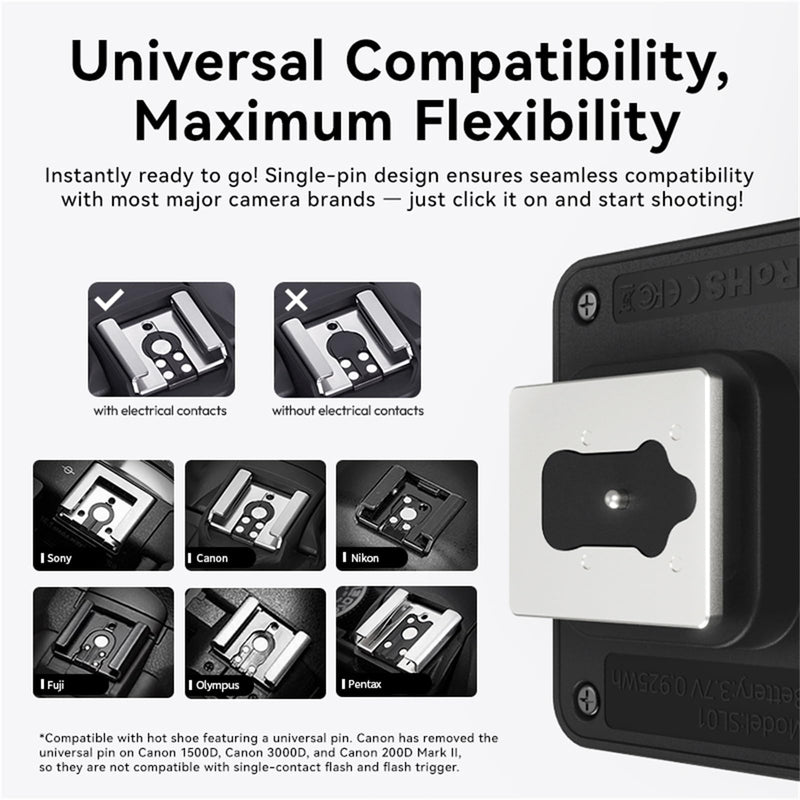 ULANZI SL03 Camera Mini Flash Speedlite with Video Light, GN8 6500K External Flash 90° Angle Adjustable Speedlite Compatible with Sony/Canon/Fuji/Nikon DSLR, Universal Single Contact Hot Shoe Mount Black