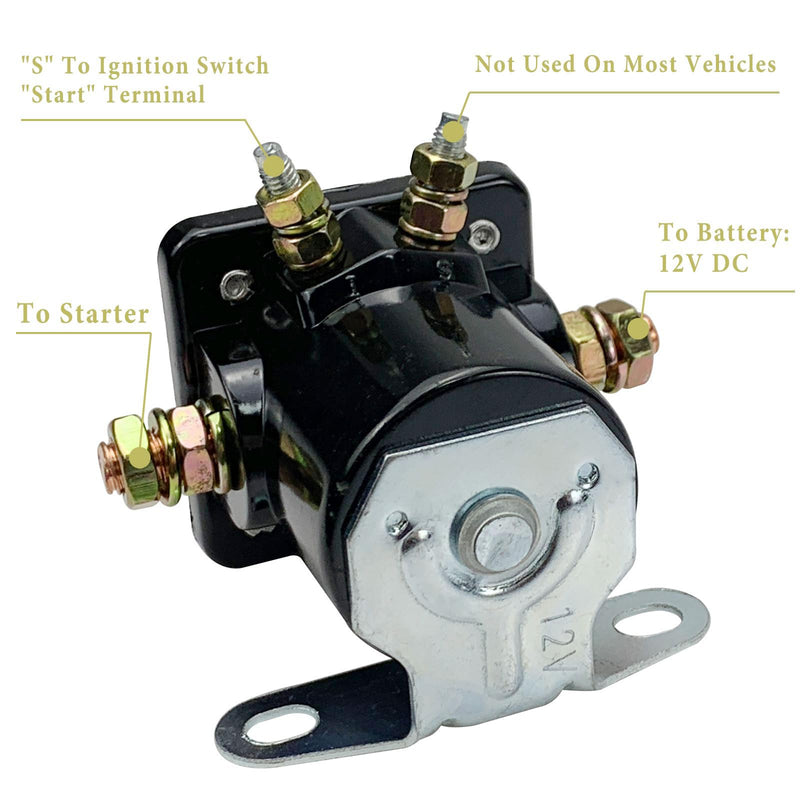 Hot Rod Starter Solenoid Relay 12V Replacement for 1956-up Fo-rd B6AZ-11450-A C6AF C7AF C9AF C3912 SW-3 SW3 D2AF11450AA 50-430 Black