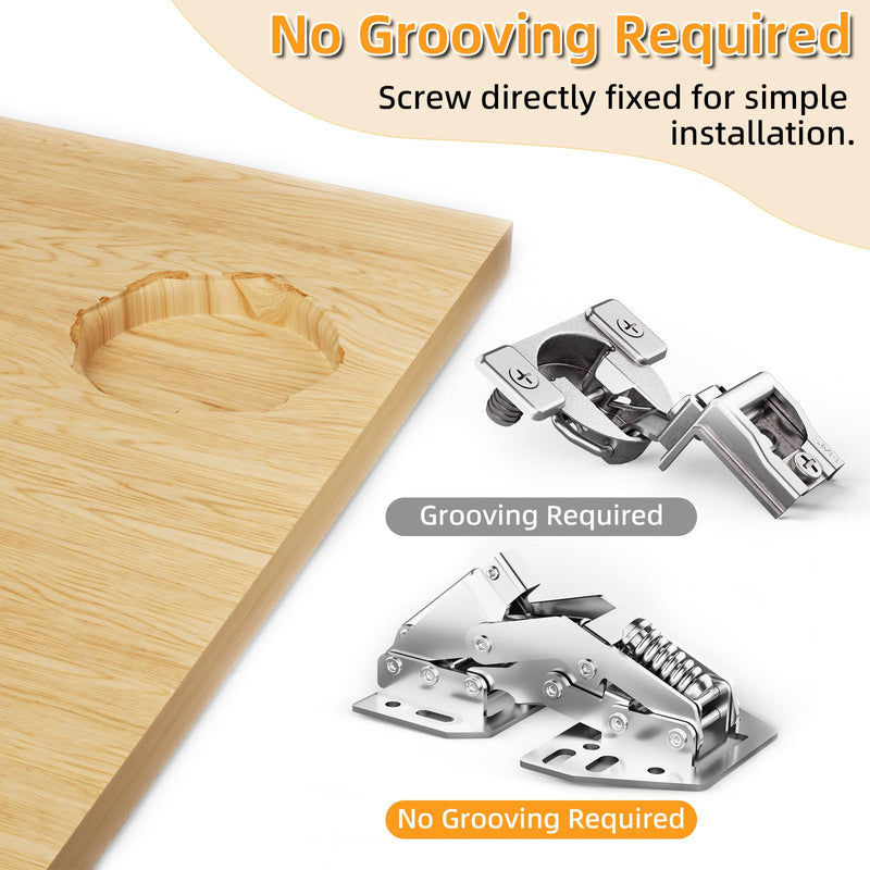 Chibery 4 Pack 90° RV Cabinet Hinges, Heavy Duty Surface Mount Soft Close Accessories, Face Frame & Frameless, Self Closing, No Pre-Drilled Cup Hole for Cabinets, Camper Van, Trailer, Vehicle-Mounted Face Frame & Frameless Cabinets