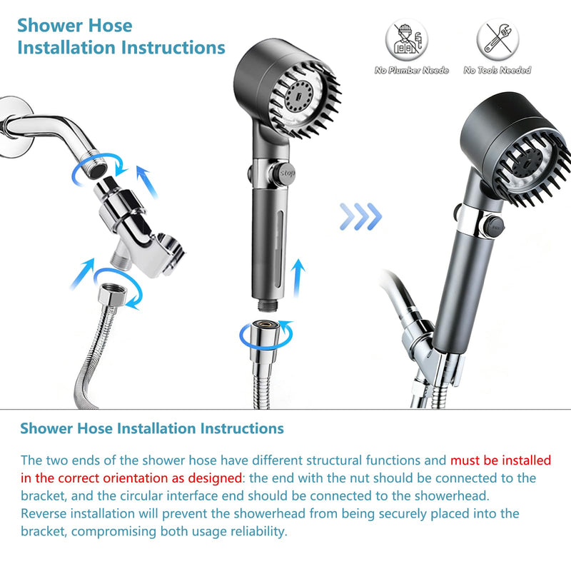 High Pressure Filtered Shower Head - Ion Shower head with Handheld for Hard Water | 4 Spray Modes Showerhead Combo with 12 Replacement Filters, 78" Extra Long Hose & Adjustable Bracket L
