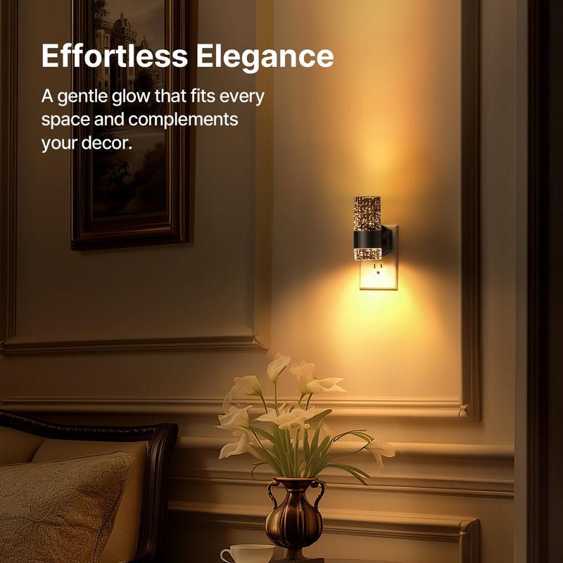 LED Dimmable Night Lights Plug into Wall, 2-Pack Bright Plug in Nightlight, Dusk-to-Dawn, Adjustable Brightness 0-100LM, Auto-On/Off Home Decor for Bedroom, Bathroom, Hallway, Kitchen, 3000K
