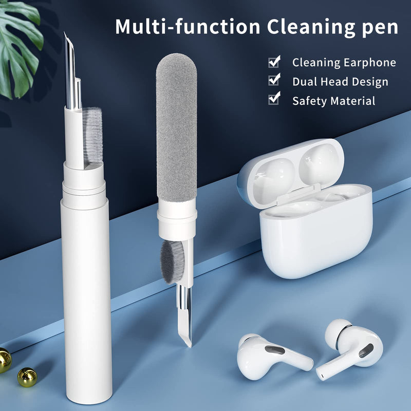 AKIKI Cleaner Kit for Airpods, Earbuds Cleaning kit for Airpods Pro 1 2 3, Phone Cleaner kit with Brush for Bluetooth Earbuds Cleaner, Wireless Earphones,iPhone,Laptop, Camera (White) White