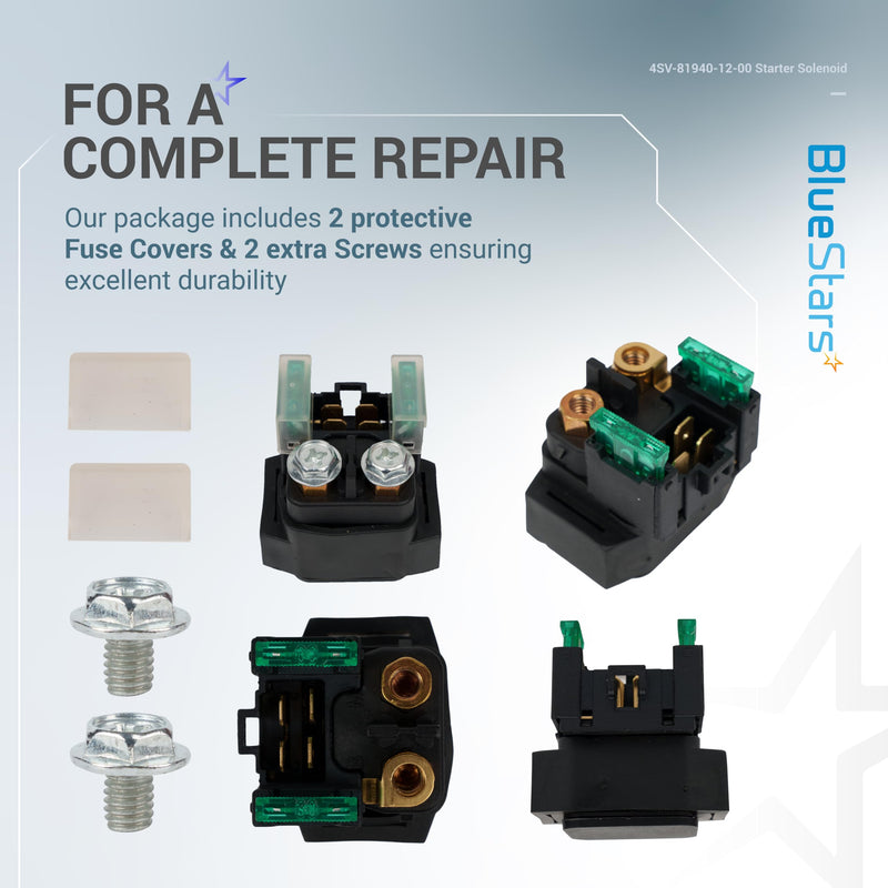 BlueStars Premium 4SV-81940-12-00 Starter Solenoid Relay - Fit for Yamaha YFM 350 400 450 660 ATV Models | 2002-2009 Raptor Grizzly Kodiak Wolverine Big Bear