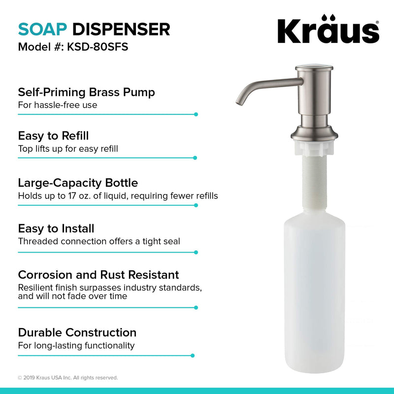 KRAUS Kitchen Soap and Lotion Dispenser in Spot Free Stainless Steel, KSD-80SFS Traditional Style