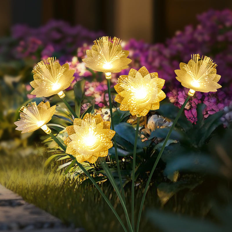 Solar Lights Outdoor Garden Decorative 4 Pack, Solar Flower Swaying Light for Outside, Yard, Patio, Pathway Decoration, Warm White