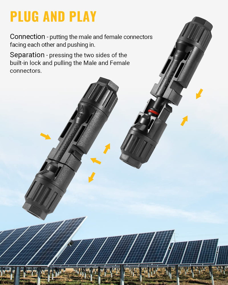 BougeRV 12 PCS Solar Connectors with Spanners Solar Panel Cable Connectors 6 Pairs Male/Female(10AWG) 6 Pairs 10AWG Male/Female & 1 pair of spanners