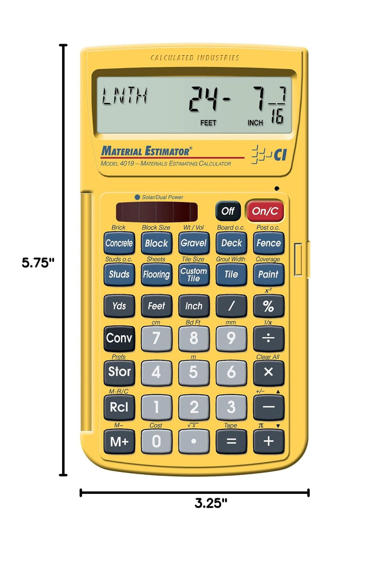 Calculated Industries 4019 Material Estimator Calculator | Finds Project Building Material Costs for DIY’s, Contractors, Tradesmen, Handymen and Construction Estimating Professionals,Yellow Trowels