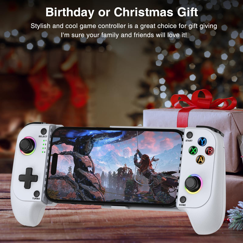 Phone Controller for iphone/Android with Hall Effect Joystick,Upgraded Retractable Mobile Gaming Controller with Case Support,RGB iphone Controller for Gaming Support PS Remote Play,Xbox Game Pass,Steam Link,Call of Duty,Roblox