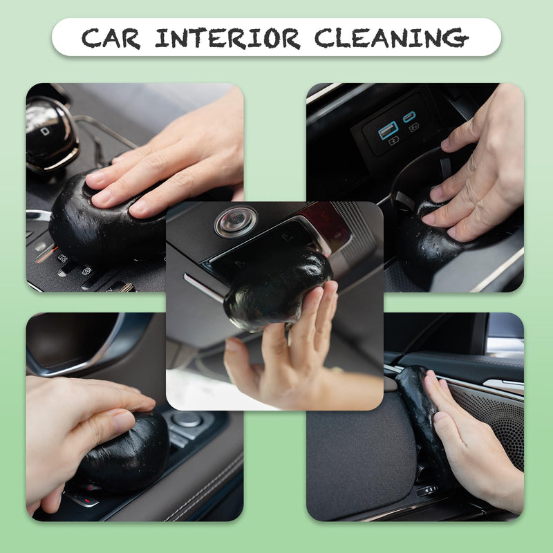 Cleaning Gel for Car Cleaner Cleaning Kit Automotive Air Vent Dust Cleaning Slime for Auto Cleaning Putty Universal Dust Car Accessories Car Interior Cleaner Keyboard Cleaning Laptop Black