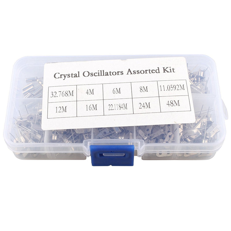 DollaTek 200PCS 10Value 32.768KHz ~ 48MHz DIY Quartz Crystal Oscillator Assorted Kit Assembly with Plastic Box